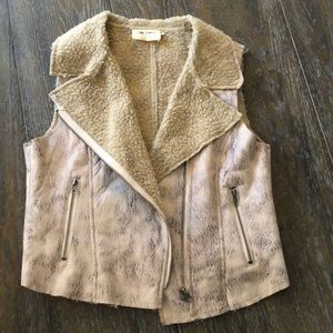 Pink Vegan Leather Bomber Style Vest